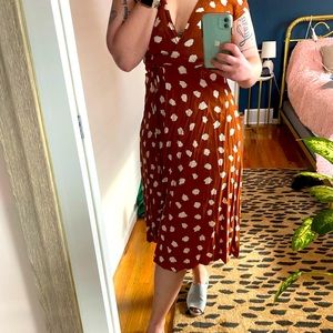 Forever21 Brown and White Spotted Wrap Dress Sz S